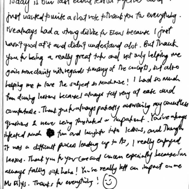 black ink handwritten letter