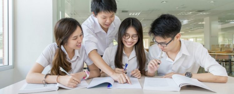 student in group studying
